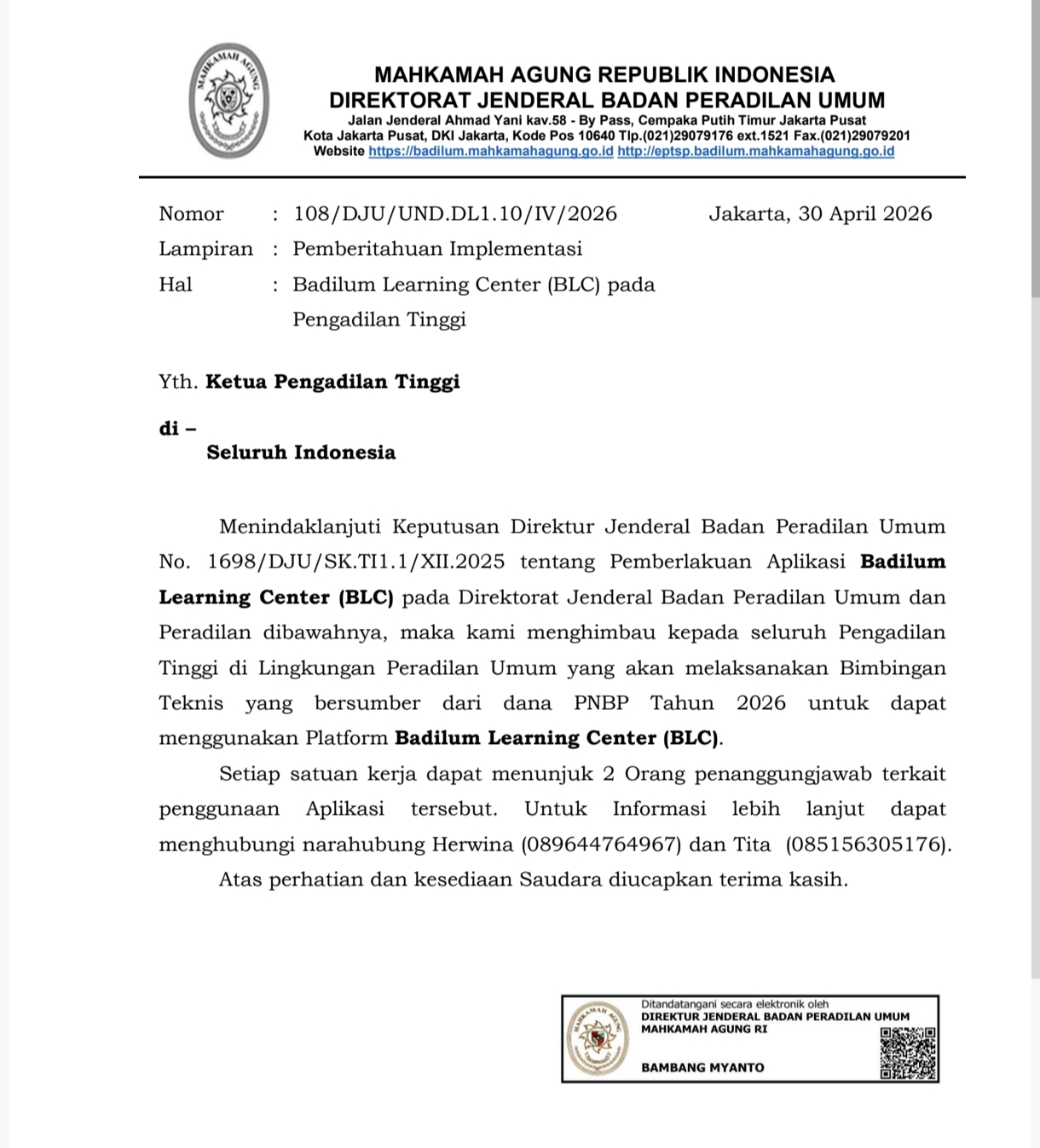 Badilum Himbau Seluruh PT Gunakan BLC  dalam Bimtek PNBP