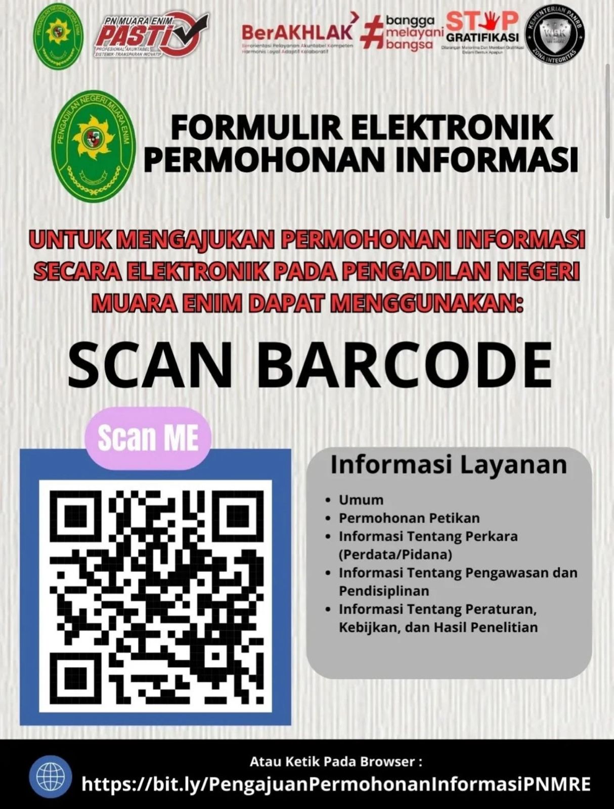 Butuh Informasi? PN Muara Enim Fasilitasi Pengajuannya Melalui Inovasi Ini