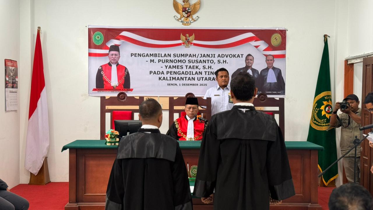 Lantik Advokat, Ketua PT Kaltara: Integritas Adalah Modal Terbesar Seorang Advokat