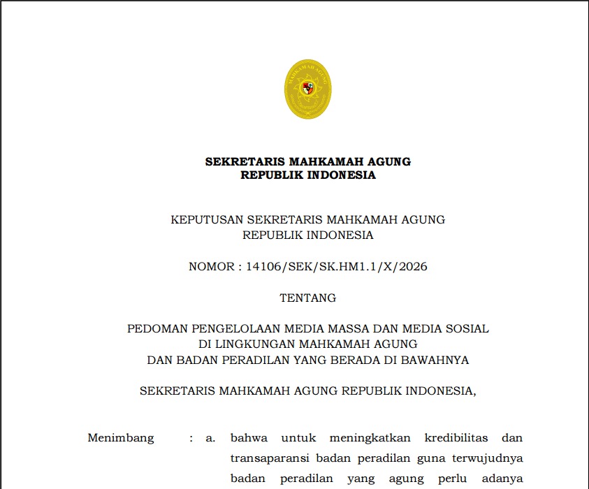 MA Atur Pemanfaatan AI dalam Pengelolaan Media Massa & Media Sosial Peradilan