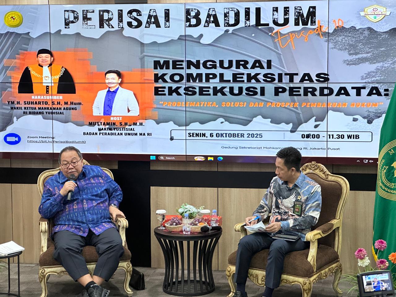 Perisai Badilum, Kupas Kompleksitas Eksekusi Perdata Bersama Wakil Ketua MA Bid. Yudisial