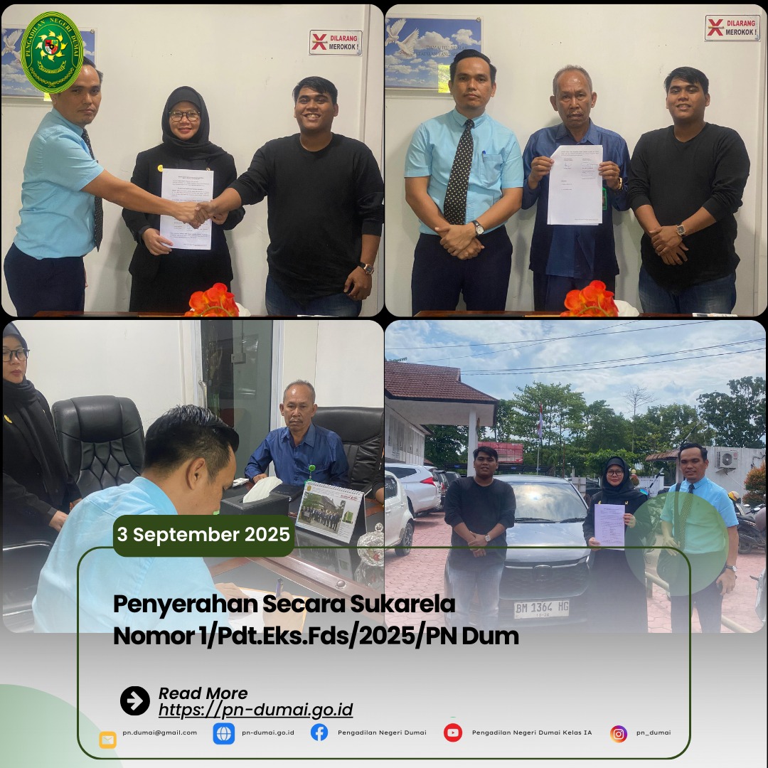 PN Dumai Riau Berhasil Laksanakan Eksekusi Objek Fidusia Secara Sukarela