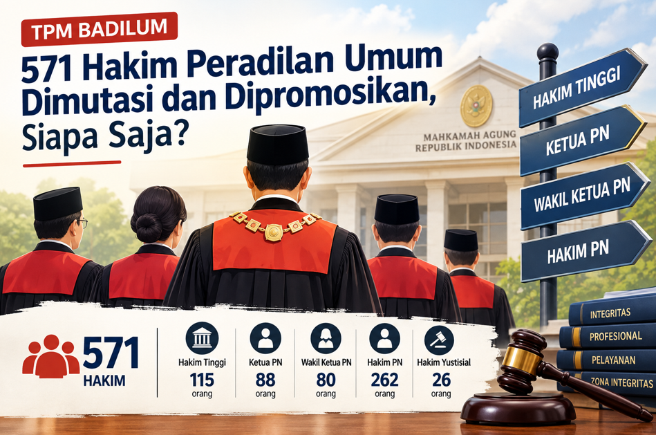 TPM 28 Oktober 2026: 571 Hakim Peradilan Umum Dipromosikan dan Dimutasi